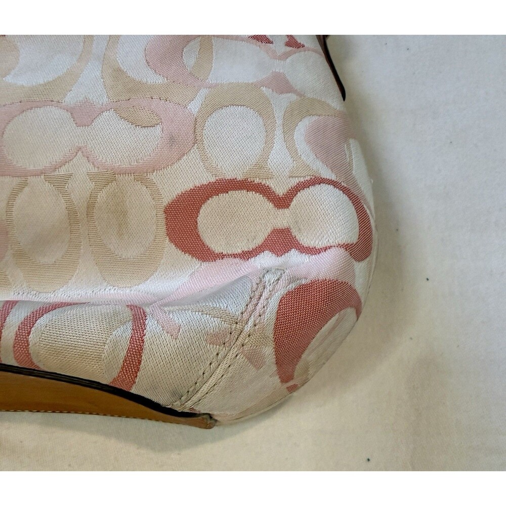 Coach Hamptons Optic Signature Clip Hobo Bag 7028 Pink Pastel Vintage Purse READ - Picture 12 of 16